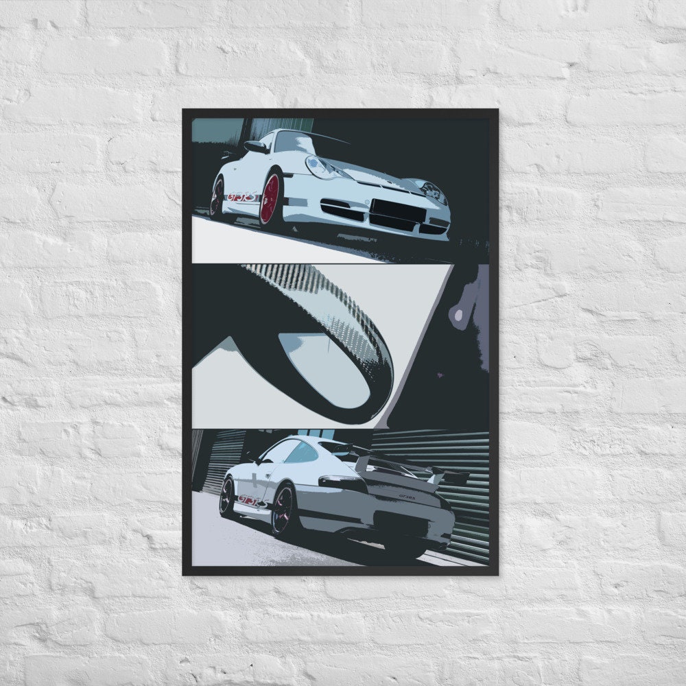 Large Framed Print Porsche 911 Supercar  Vintage Effect Picture Poster Art 