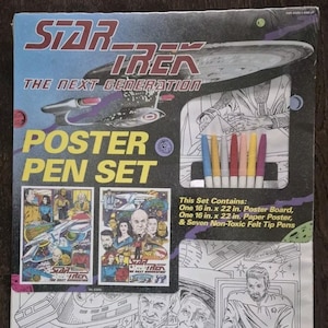 Star Trek Vintage TNG Giant Color Poster Pen Set 22&quot; x 16&quot; 1993 Rare New