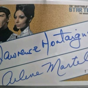 Star Trek The Original Series Autogrammkarte DQA2 Valentine als Stonn / Arlene Martel als T'Pring