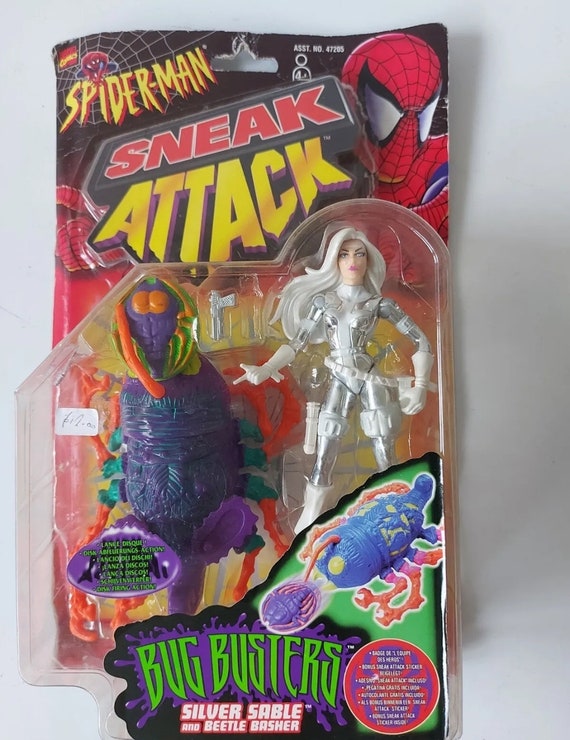 Spiderman Sneak Peak Silver Sable Beetle Action Figure Bug