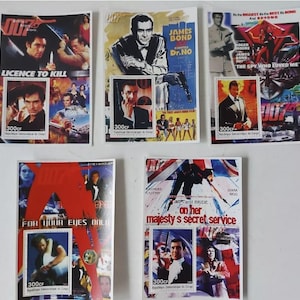 Jeu de timbres James Bond, République démocratique du Congo, feuilles neuves non utilisées