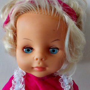 Vintage Palitoy 3047 18F7 Pull String Talking Doll 22&quot; Pink Velvet Dress 1960/70