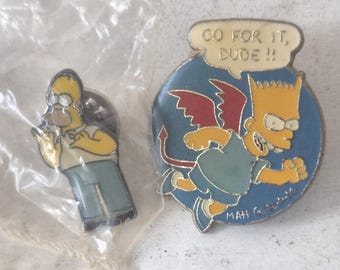 Pin vintage de Bart el Diablo de Los Simpson (1990) / Pin de Homero sellado