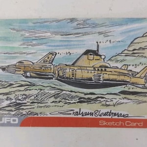 Carte de croquis RareArt parachutiste ovni Gerry Anderson unique en son genre Graham Bleathman