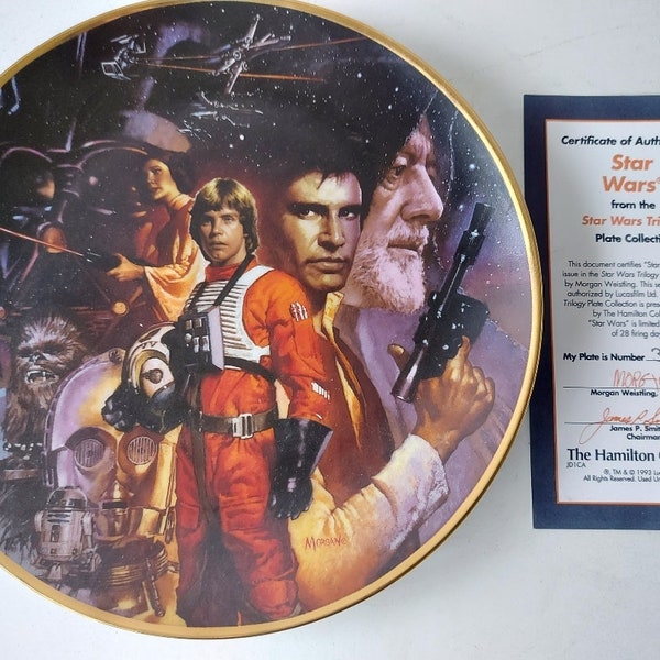 Plaque de collection Star Wars Un nouvel espoir Hamilton édition limitée COA en boîte