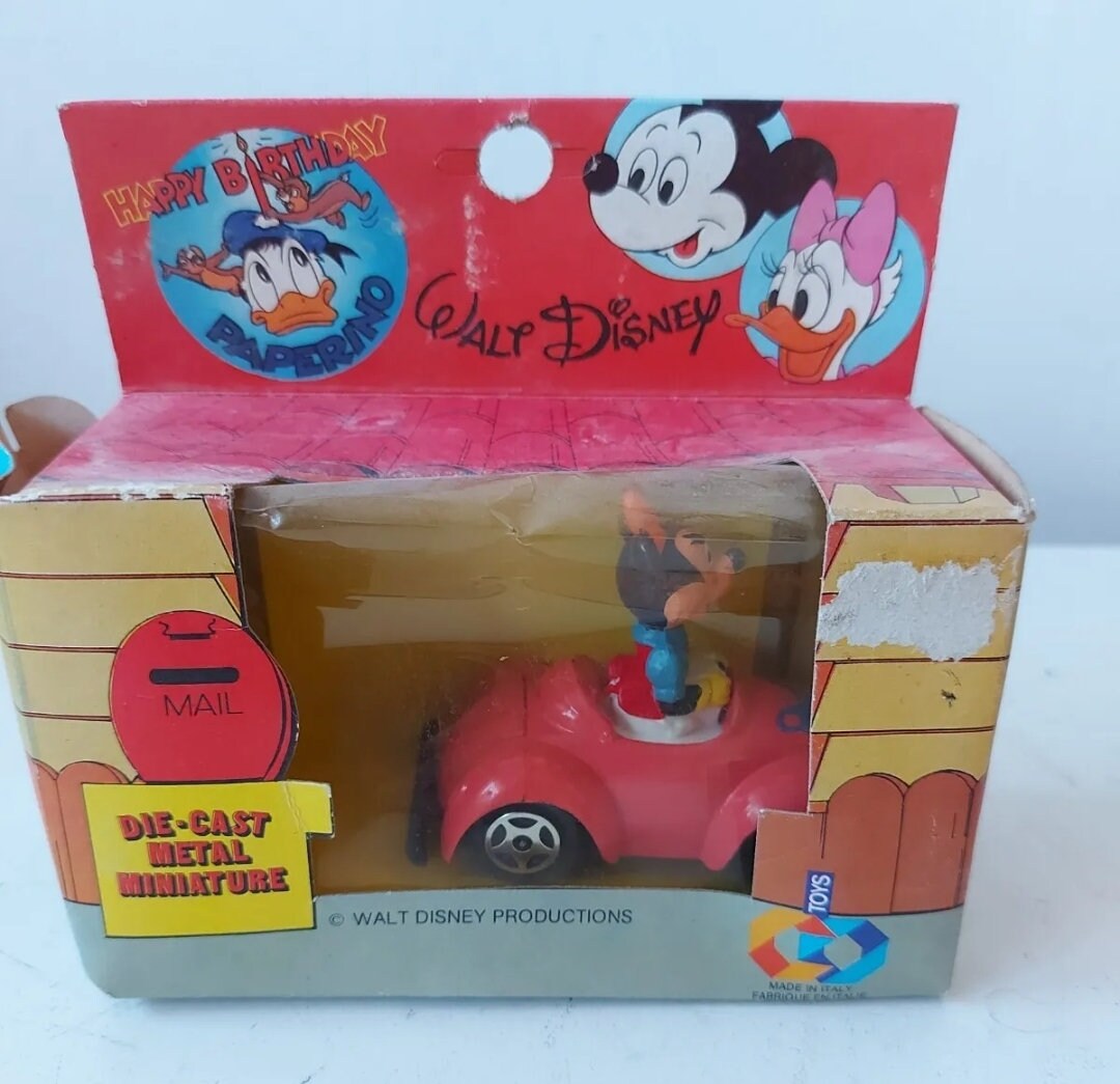 Vintage Disney Mickey Mouse in Car Metal Diecast Miniature CO Toys 1983 Boxed