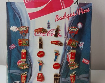 Coca Cola Limited Edition Vintage Pin Badge Bottles Can Cup Truck Display x 24