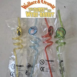 Wallace & Gromit The Curse Of The Were Rabbit 1st Screening Promo Straw Set 2005