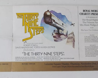 The Thirty Nine Steps 1978 Royal World Charity Premiere Ticket Unused Rare