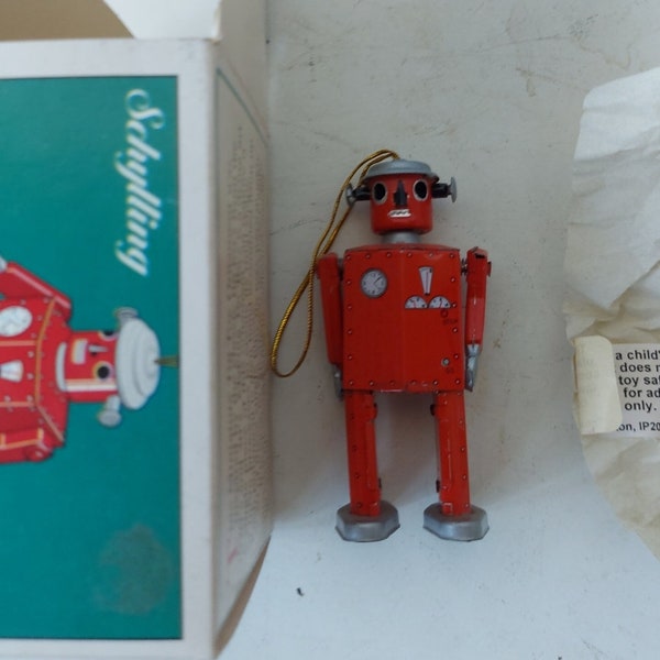 Vintage Blech Roboter Hängende Ornament Schylling Erwachsene Spielzeug Sammler 1997