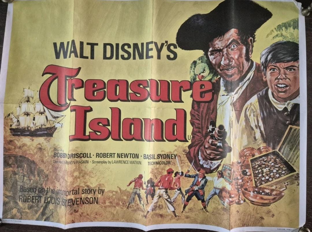 Treasure Island Original Vintage Quad Movie Cinema Poster Disney Robert ...