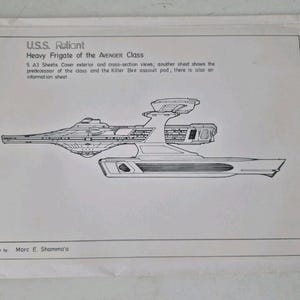 Star Trek USS Reliant Heavy Frigate Avenger Class 6 Blueprint Poster Plans A3