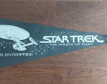 Star Trek Wrath Of Khan Super Rare 30&quot; x 12&quot; Vintage USS Enterprise Pennant