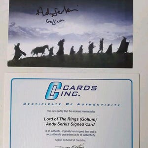 O Senhor dos Anéis FOTR Autógrafo Andy Serkis / Gollum Foto assinada COA 2001