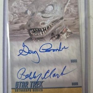 Star Trek The Original Series Autogrammkarte DA30 Gary Combs als Gorn & Bobby Clark / Gorn RAR