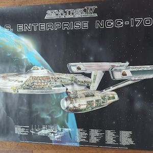Star Trek The Voyage Home USS Enterprise Cutaway Kimble 36&quot; x 24&quot; Poster 1986