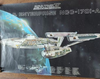 Star Trek The Voyage Home USS Enterprise Cutaway Kimble 36&quot; x 24&quot; Poster 1986