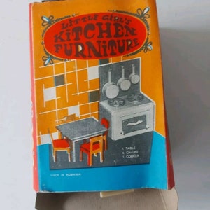 Vintage niña muebles de cocina accesorios de muñeca casa 1970s retro rojo