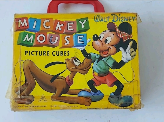 アンティーク雑貨 Walt Disney Mickey Mouse Picture Cubes Vintage Disney Mickey Mouse Picture Cubes Puzzle Set in Case