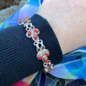 Vintage Sterling Silber Koralle Armband