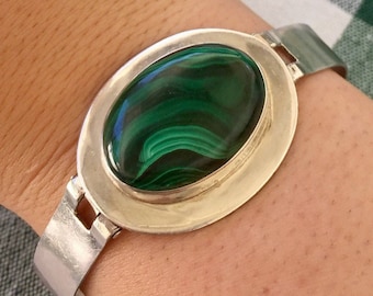 Vintage Oval Malachite Cuff