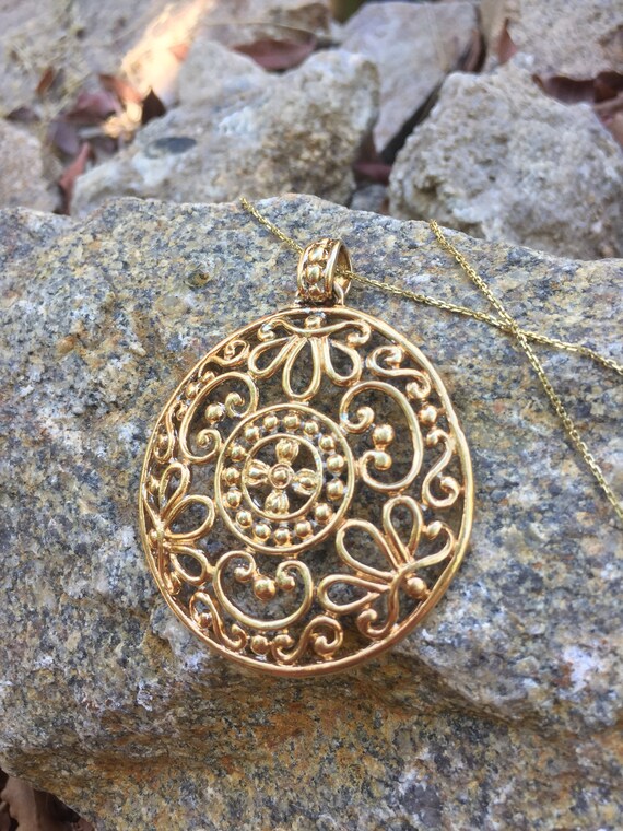 Vintage Mandala Gold-plated Necklace - image 5