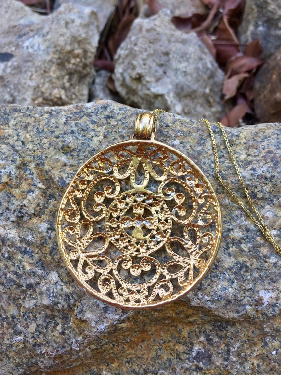 Vintage Mandala Gold-plated Necklace - image 2