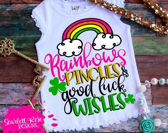 St Patricks Day svg, Rainbows, Pinches and Good Luck Wishes svg, svg cut file, girl st patricks day shirt, design, silhouette cameo, cricut