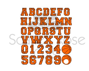 Basketball letters font and numbers SVG cut file for silhouette cameo and cricut