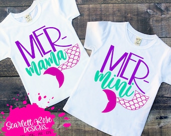 Mer Mama SVG, Mer Mini SVG, SVG cut file, Mermaid svg, Mommy and Me svg, Summer svg, girl summer svg, girl summer shirt, cameo file, cricut