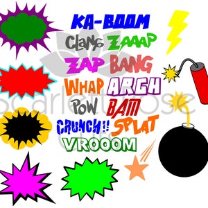 Cartoon Explosion Superhero Pow SVG, Boom, Bomb, Comic Book, Comic Strip, Wall Decal, Burst cut file for silhouette cameo and cricut