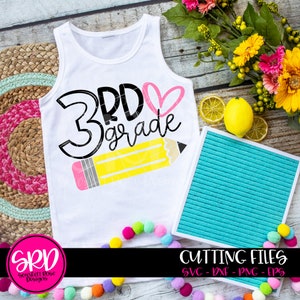 Back to school, Third Grade svg, hello 3rd Grade SVG, school svg, teacher svg, teacher school shirt design, school clipart, cameo, cricut