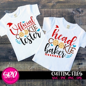 Navidad SVG, Probador oficial de cookies, Jefe Cookie Baker, Mami y yo, Camisa a juego, Panificación Apron corte silueta cameo y cricut