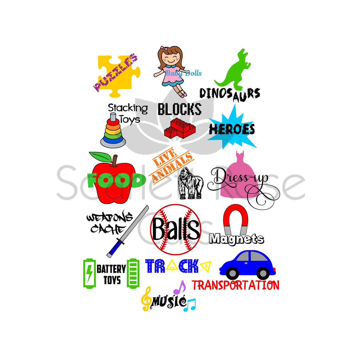 Toy Bin Labels Playroom Organiztion SVG Cut Files for Etsy