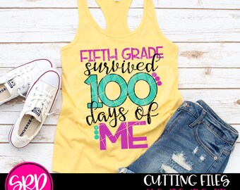 100 Schultage, 5. Klasse SVG, hallo fünfte Klasse, Schulsvg, Lehrer svg, LehrerSchule Shirt Design, Schule Clipart, Kamee, Cricut