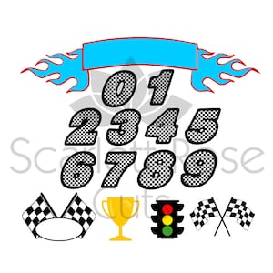 Checkered Racing Birthday Numbers SVG cut file for silhouette cameo and cricut