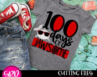 100 days of Jawsome SVG, 100 Days of school svg, svg cut files, Shark svg, school svg, school shark shirt, school shirt, cricut, silhouette