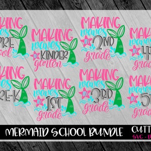Torna a scuola, SVG Bundle Pre-K pre-K alla 5a elementare, 1a elementare Sirena SVG, file di taglio della scuola, file svg, primo giorno di scuola, Sirena svg