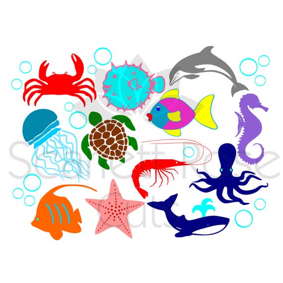 Download Ocean Fish Sea Animals Svg Cut File For Silhouette Cameo And Etsy
