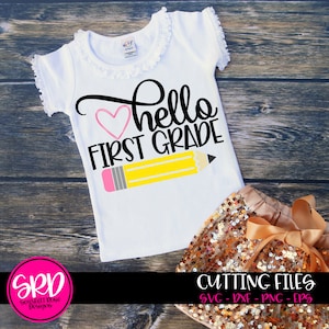Back to school, 1st grade svg, hello first grade, school svg, teacher svg, teacher school shirt design, girls school clipart, cameo, cricut