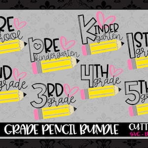 Back to school, SVG Bundle Preschool Pre-K bis 5. Klasse, Hello School SVG, Plotterdatei Schule, 1. Schultag, Lehrer svg