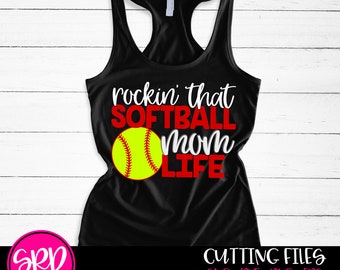 Rockin That Softball Mom Life SVG, Softbal Mom SVG, Softbal SVG, shirt ontwerp, Softbal svg, svg knippen bestand, cameo bestand, cricut bestand