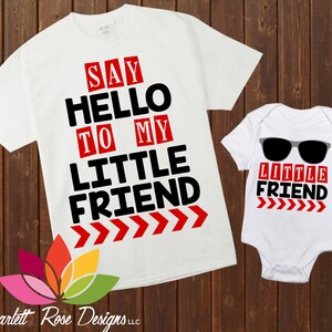 Papa und mir, SVG, DXF, sagen Hallo zu meinem kleinen Freund, neues Baby, Baby-Dusche-Geschenk, passende Shirt geschnitten Datei für Silhouette Cameo und cricut