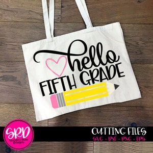Back to school, 5th grade svg, hello fifth grade, school svg, teacher svg, teacher school shirt design, girls school clipart, cameo, cricut