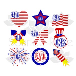 American Patriotic Monogram Frame SVG Cut File for Silhouette - Etsy