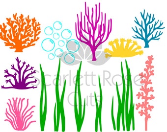 Under the Sea, seaweed, Coral, Bubbles SVG, ocean life for silhouette cameo and cricut