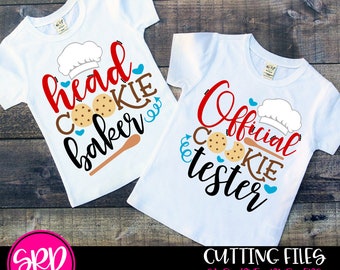 Mommy and Me SVG, DXF, Official Cooker Tester, Head Cookie Baker, Matching Apron, Chef Hat cut file for silhouette cameo and cricut
