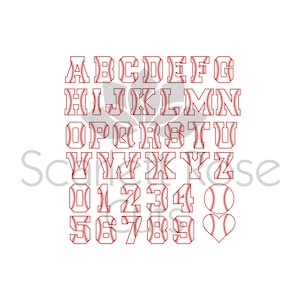 Fuente de letras y los números de béisbol SVG corta archivo para silhouette cameo y cricut
