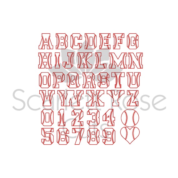 Baseball Number Letter Font Alphabet SVG Cricut Cut File 