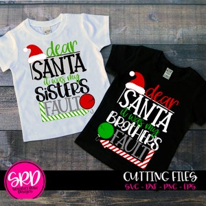 Weihnachten SVG, lieber Weihnachtsmann, es ist mein Bruder Fehler, Schwester Fehler, Weihnachten Kind SVG, Weihnachten Shirt, Design, Silhouette Kamee, Cricut
